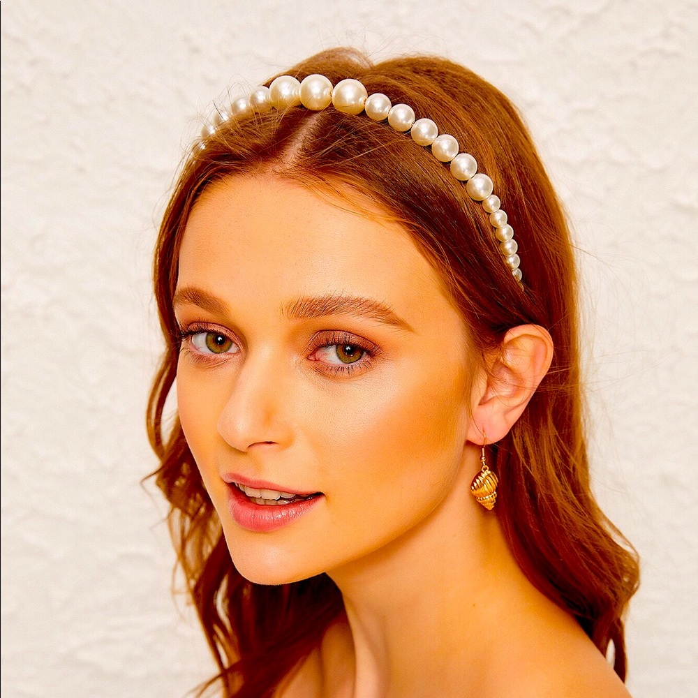 Gold faux pearl headbands